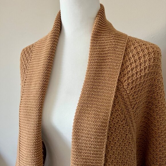 LUCKY BRAND Mustard Yellow Open Front Long Cardigan Sweater M - Picture 7 of 9